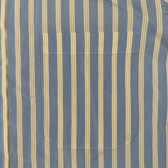 Vineyard Vines Mens 16 35 Dress Shirt Blue Yellow Stripe Button Up 100% Cotton - Picture 7 of 12